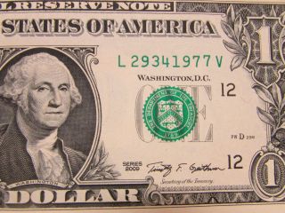 Birth Or Anniversary Year S 1977 $1 One Dollar Bill - Rare And Uncirculated photo