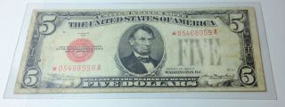 1928 C Star Mule United States Note Red Seal Key Five Dollar Note photo