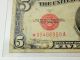 1928 C Star Mule United States Note Red Seal Key Five Dollar Note Small Size Notes photo 5