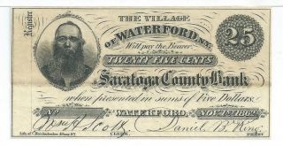 York Village Of Waterford 25 Cent Saratoga County Bank1862 A photo