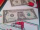 $1 Dollar Santa Claus Christmas Bill Legal Tender Uncirculated 1988 Pair Framed Small Size Notes photo 2