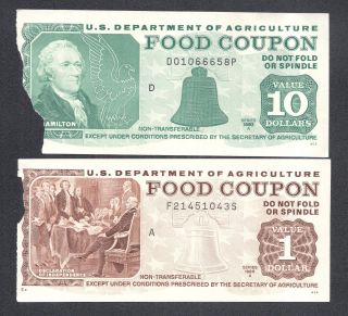 Food Stamp Coupons $10 1983 A $1.  00 1985 A Department Of Agriculture Usda photo