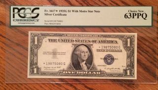 1935g $1 Star Silver Certificate With Motto Pcgs 63 Ppq Choice photo