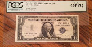 1935g $1 Star Silver Certificate No Motto Pcgs 65 Ppq Gem photo