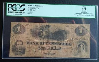 1861 Memphis,  Tn Bank Of Tennessee $1 photo