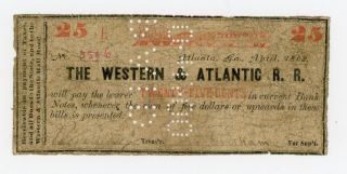 April 1862 25c Western & Atlantic Railroad Georgia Civil War Era (plate E) photo