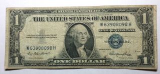 1935 - E One Dollar Silver Certificate Sn W63908098h Plate J7607 photo
