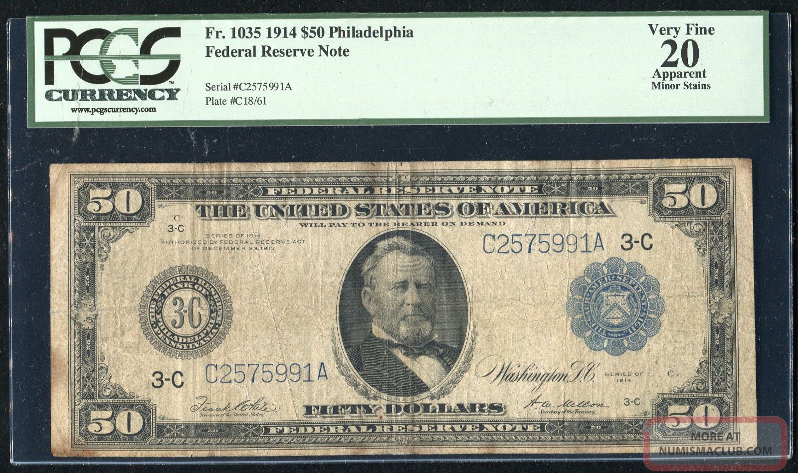 Fr 1035 1914 $50 Fifty Dollars Large Size Federal Reserve Note Pcgs Very Fine - 20 Large Size Notes photo