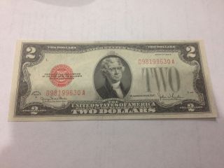 Series Of 1928 - G $2 Dollar Bill Legal Tender Note photo
