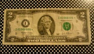 2003 $2 Federal Reserve Star Note Rare Fancy Low Serial Quad 0 ' S photo