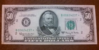 Rare 1963a Star Note $50 Dollar Bill Old Paper Money,  Us Currency,  Low Serial Ny photo