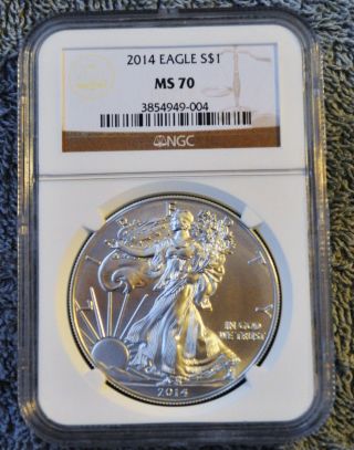 2014,  Ms - 70,  Ngc Graded American Silver Eagle,  Perfect Coin,  No More To Be Made photo