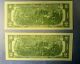 Two Dollar Bills In Sequence Uncirculated 1976 Total Of 2 Small Size Notes photo 6