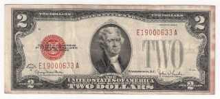 Series 1928 - G $2 Red Seal United States Note E19000633a Friedberg - 1508 photo