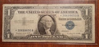 1957 One Dollar Silver Certificate Star Note Unites States Of America Currency photo