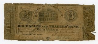 1829 $3 The Mechanics And Traders ' Bank - Cincinnati,  Ohio Note photo