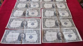 1935 - Silver Certificates (10) 3 Are Cut Off Center - Circulated - Bends photo