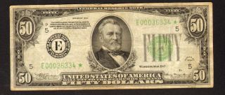 1934 Series $50 Fifty Dollar Bill Reserve Note Richmond Virginia Star Serial photo