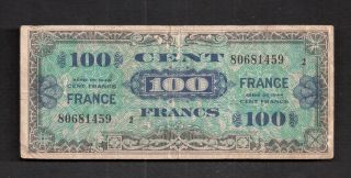 France 100 Francs ' Block 2 ' 1944 Allied Military Currency 1459 photo