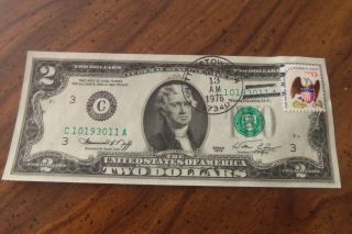 Series 1976 $2 Bill First Day Issue Post Marked April 13 1976 In Littlegtown photo