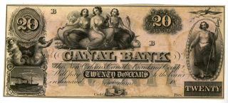 1850 ' S The Canal Bank,  Orleans,  Louisiana Obsolete $20 Currency Note 38061 photo