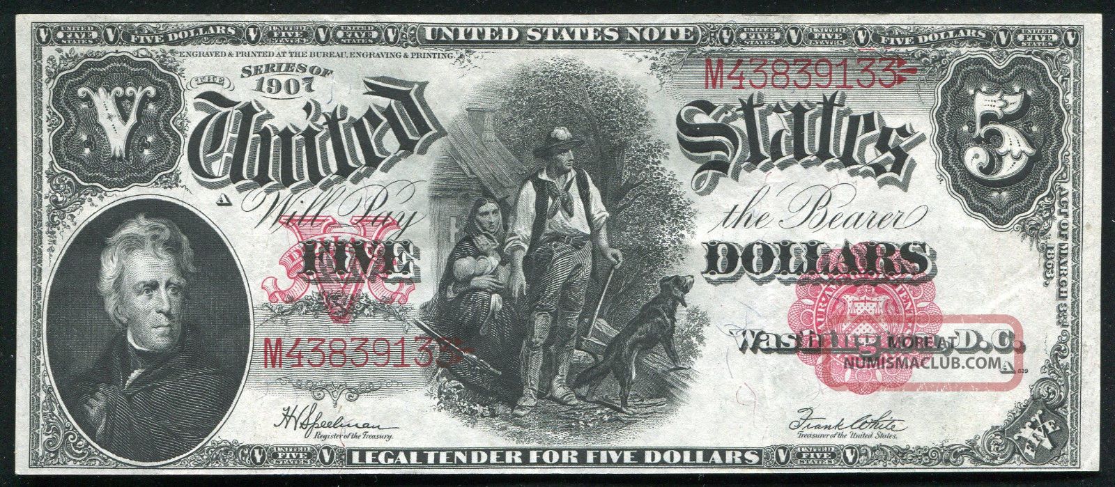 Fr.  91 1907 $5 Five Dollars 