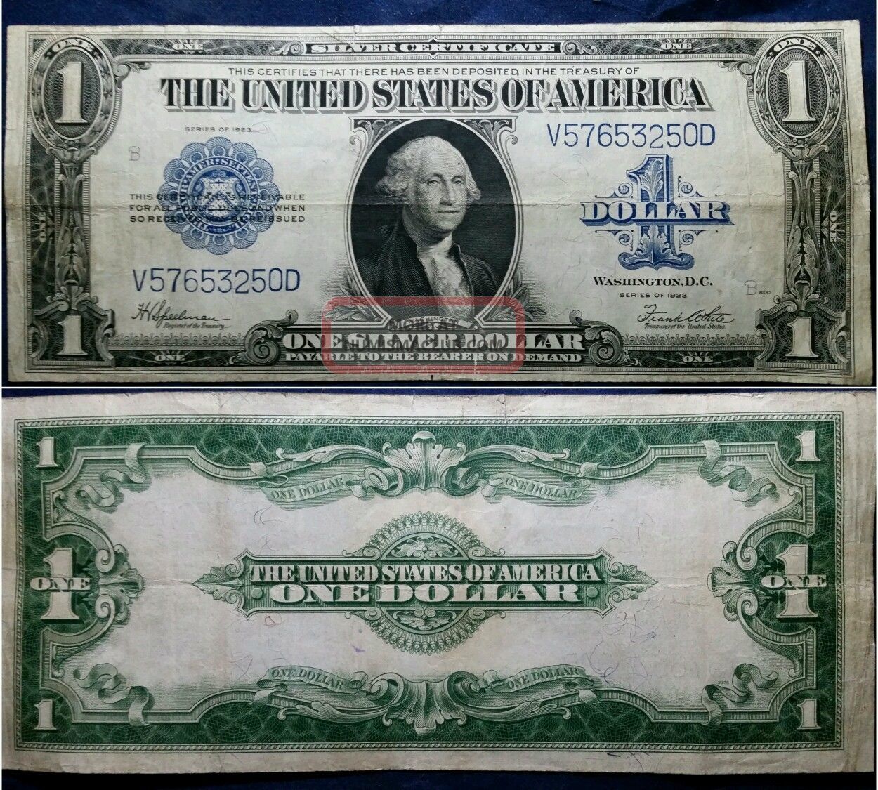 1923 $1 Large Size Silver Certificate One Dollar Bill Currency Banknote Large Size Notes photo