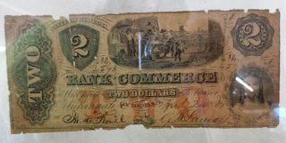 1861 Bank Of Commerce Georgia 2 Two Dollar Bill Savannah Blacksmith Circulated photo