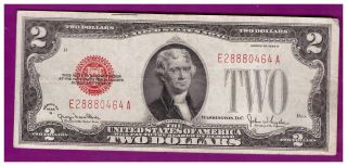 1928g $2 Dollar Bill Old Us Note Legal Tender Paper Money Currency Red Seal L68 photo