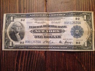May 18 1914 1918 Series Oversize $1 One Dollar Bill York Reserve Bank Note photo