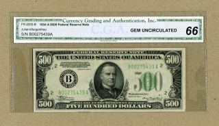 1934a 500 Dollar Note York Cga Gem Uncirculated 66 photo