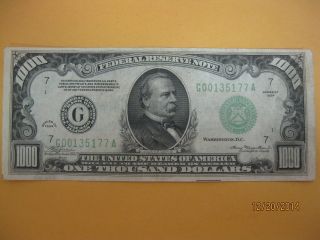 1934 $1,  000 Federal Reserve Note Chicago Note photo