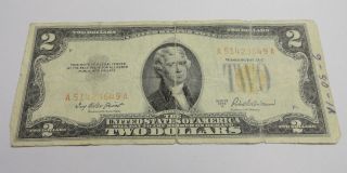 1953 A Red Seal $2.  00 Bill Two Dollar Bill Banknote (2) photo