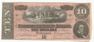 $10.  00 Confederate Note Dated Feb.  17th 1864 photo
