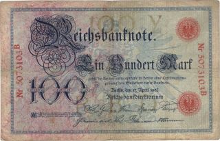 1903 100 Mark Germany Reichsbanknote Currency Note German Banknote Bill Money photo