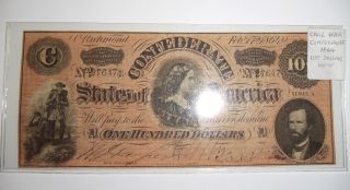 Spectacular Civil War 1864 $100 Confederate Note Currency photo