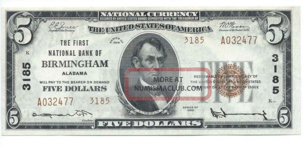$10 First National Bank Of Birmingham,  Alabama; Charter 3185 Paper Money: US photo