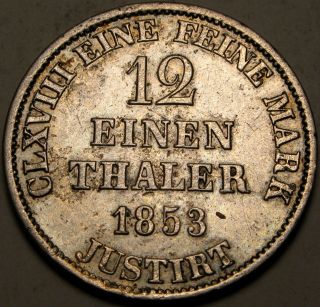 Hannover (german State) 1/12 Thaler 1853 B - Silver - Georg V.  - Vf,  - 2779 photo