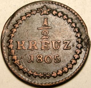 Baden (german State) 1/2 Kreuzer 1805 - Copper - Karl Friedrich - 2773 photo