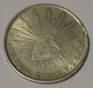 Mexico - 1902 Zs Fz Large Silver Peso photo