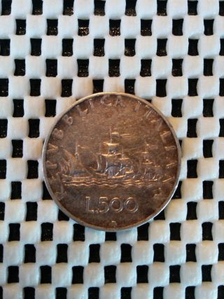 1958 Italy 500 Lira Silver Coin photo