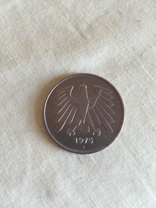 5 Bundesrepublik Deutschland Coin Vintage German Money 1975 photo