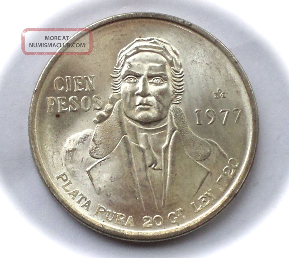 Mexico Silver Coin 1977 Cien Pesos Coin 720 64 Troy Ounces 