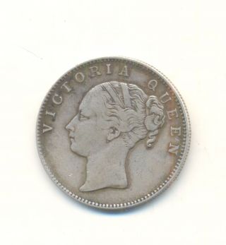 1840 British India Queen Victoria One Rupee Silver Coin.  Continuous Legend. photo
