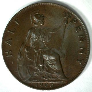 1900 Bronze Half Pence Uk Half Penny Britain Coin Yg photo