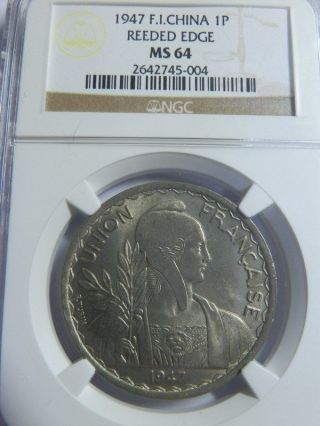 French Indo - China 1947,  Reeded Edge Piastre,  Ngc Ms 64 Unc photo