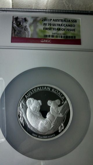 2011 P Australia Silver $8 5oz Ngc Pf 70 Ultra Cameo Koala First Year Of Issue photo