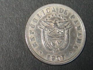 Panama 2 - 1/2 Centesimos,  1907 Low Mintage About Uncirculated photo