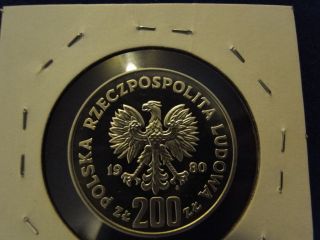 1980 Poland 200 Zlotych Silver Proof Olympic Coin photo