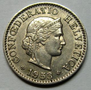 Switzerland 5 Rappen 1953 B Coin Km 26 Grade (a1) photo